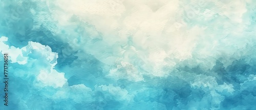 watercolor background of abstract sky blue with gentle clouds