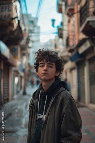 Boy Sitting on Ledge