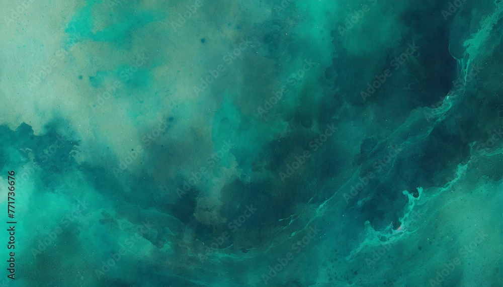 Teal Serenity: Abstract Watercolor Paint Background in Blue and Green