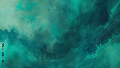 Teal Serenity  Abstract Watercolor Paint Background in Blue and Green