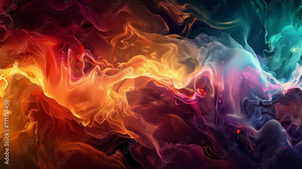 Fototapeta premium Colored abstract smoke, isolated on black background. Photo. Acid neon color. High quality photo
