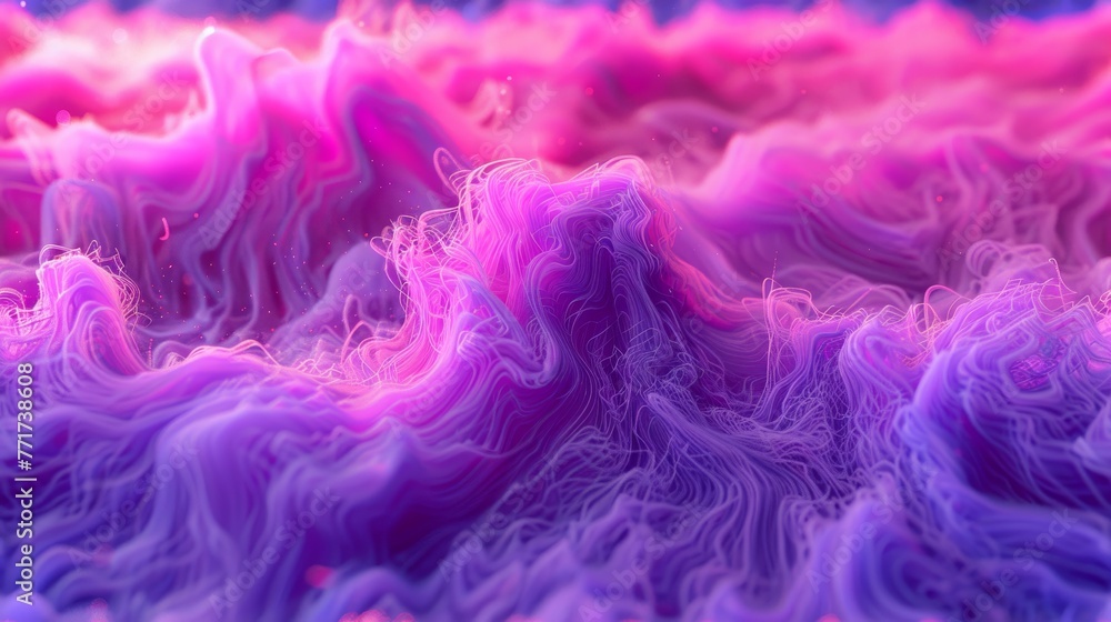  A macro shot of a vibrant lavender-pink concoction with a centric azure-blue element