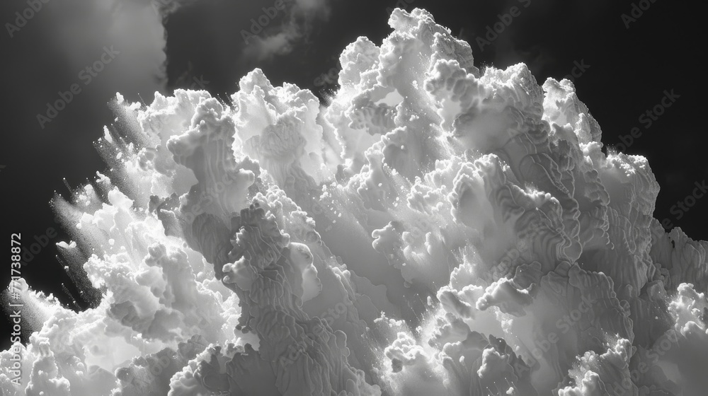  A monochromatic image featuring clouds against a white background