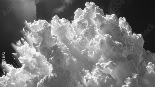  A monochromatic image featuring clouds against a white background