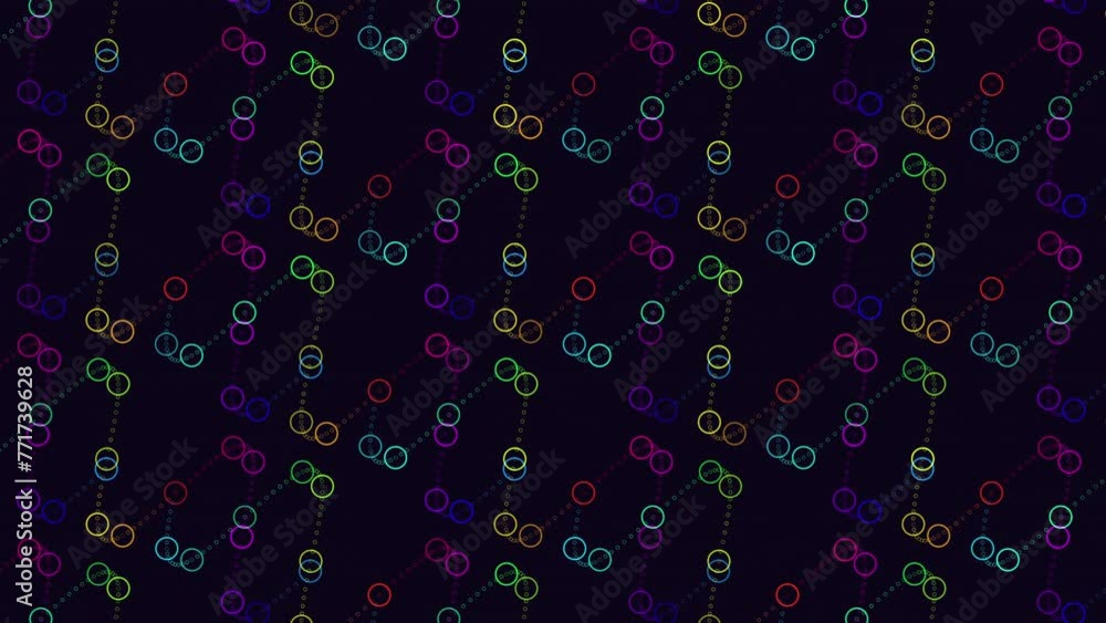 A vibrant pattern of interconnected floating circles and lines on a black backdrop, creating a visually captivating and mesmerizing composition A vibrant pattern of interconnected floating circles and lines on a black backdrop, creating a visually captivating and mesmerizing composition