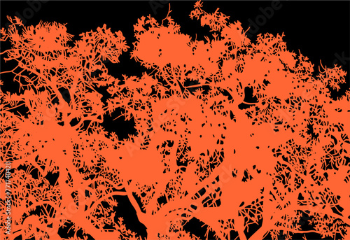 arboles, vector, silueta, paisaje, arbol, florecer, ramas, hojas, bosque, ilustracion, arte, naturaleza, descanso, follaje, textura