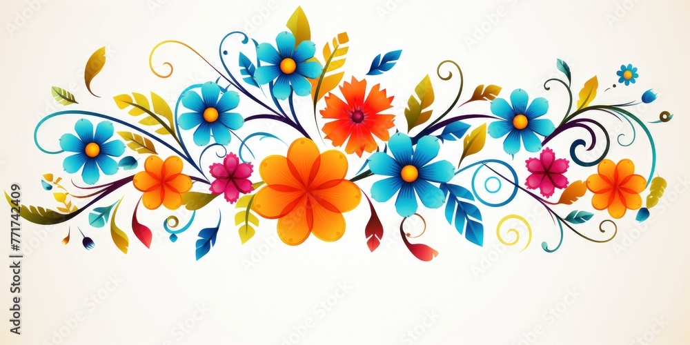 a pattern of vibrant flowers on a white backdrop