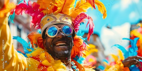 Vibrant Carnival in Barranquilla, Colombia: A Celebration of Cultural Heritage. Concept Cultural Festival, Barranquilla Carnival, Vibrant Traditions, Colombian Heritage, Colorful Costumes photo