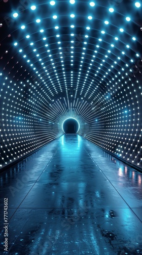 Illuminated Tunnel With Lights
