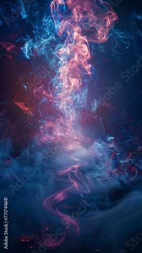 Computer Circuit Board With Red and Blue Lights