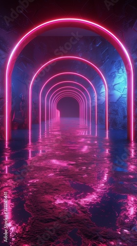 Neon-Lit Tunnel