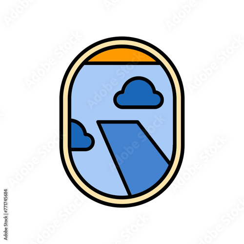 airplane window. lineal color icon