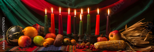 Vibrant Kwanzaa Celebration Display with Traditional Symbols photo