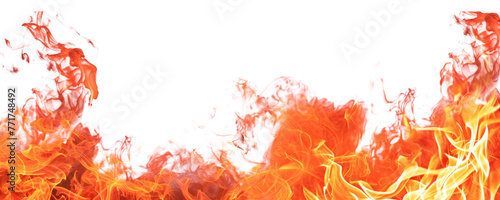 Fire border isolated on transparent background.