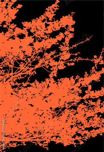 arboles, vector, silueta, paisaje, arbol, florecer, ramas, hojas, bosque, ilustracion, arte, naturaleza, descanso, follaje, textura