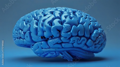 Blue AI brain trasparent background 