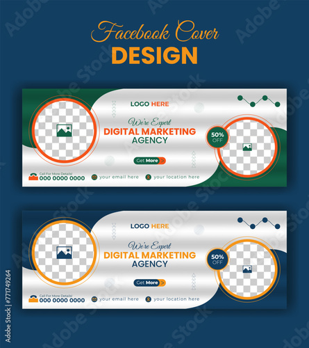 Facebook Cover Page Design for Digital Marketing and Colorful Social Media Web Banner Design Template