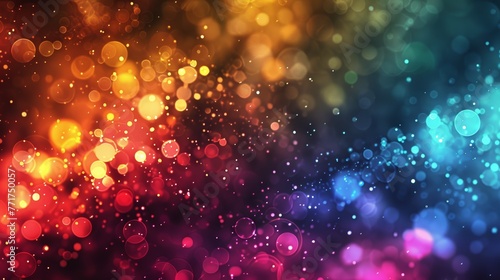 Abstract colorful bokeh lights background. Gradient light bubbles wallpaper. Vibrant party or celebration design for poster and banner