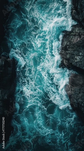 Aerial View of Ocean and Rocks
