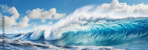 Powerful wave showing oceans strength. Active water sports concept with copy space © firax