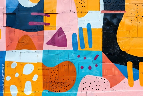 : A vivid, abstract mural that covers an entire wall