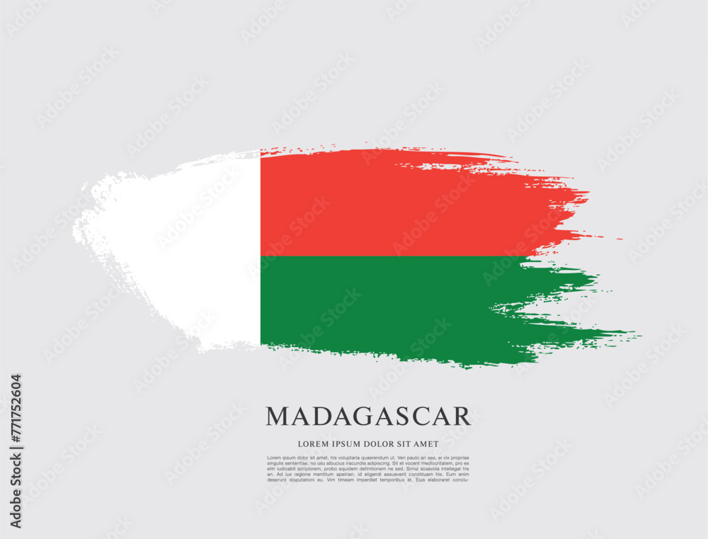 Obraz premium Flag of Madagascar, vector illustration 