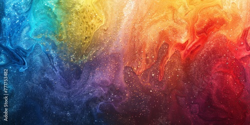 Background with rainbow powder. Vibrant rainbow of colors in the water, an astronomical event in a painting. Generative AI