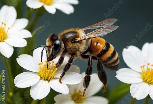 bee on flower, macro shot of bee, bee macro photography