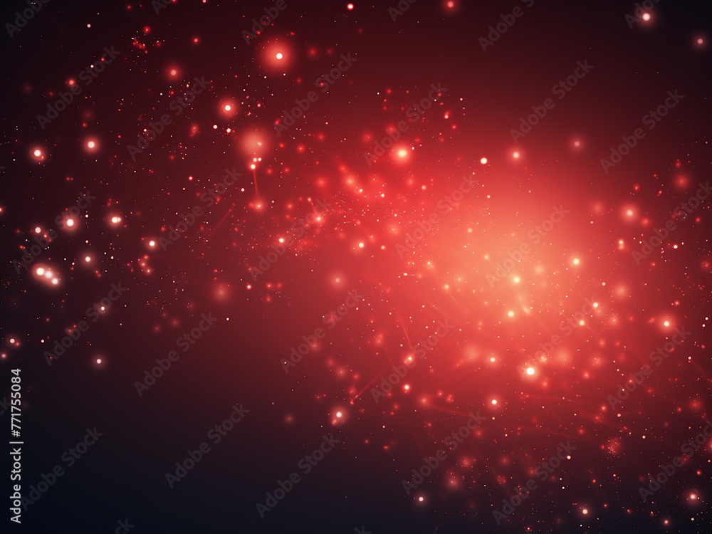 Red star cluster casting its glow in space. AI Generation.