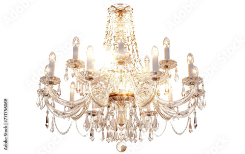 Elegant Crystal Chandelier Illumination on transparent or white background