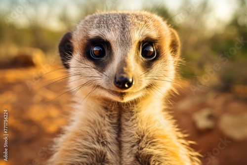 Slender Meerkat animal. Cute desert nature. Generate Ai