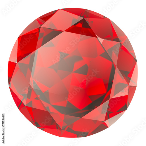 Red gem. Ruby, rhodolite or garnet, 3D rendering isolated on transparent background photo