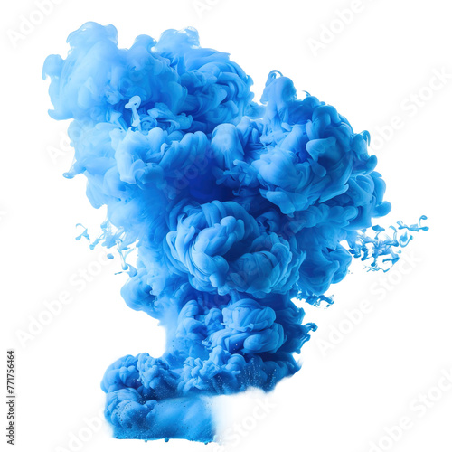 Blue powder on transparent or white background