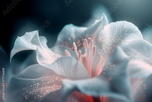 modern background, shining lily flower with transparent petals, with unearthly radiance,delicate gray-pink scale,close-up, graphic concept,web design,flower shops,flower exhibitions