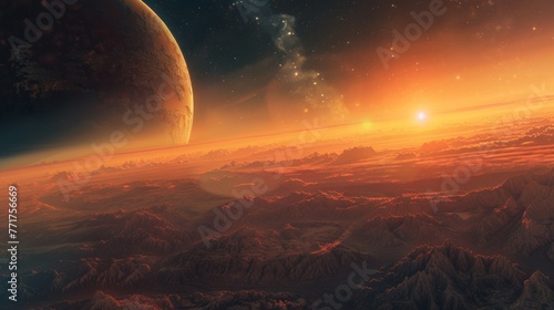 Distant Planet With Mysterious Landscapes in Space