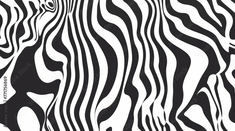 Abstract Black and White Wavy Lines Background