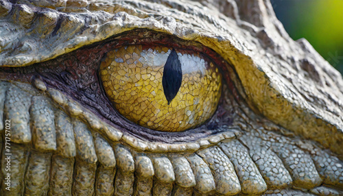 Close up of a predator dinosaur eye.