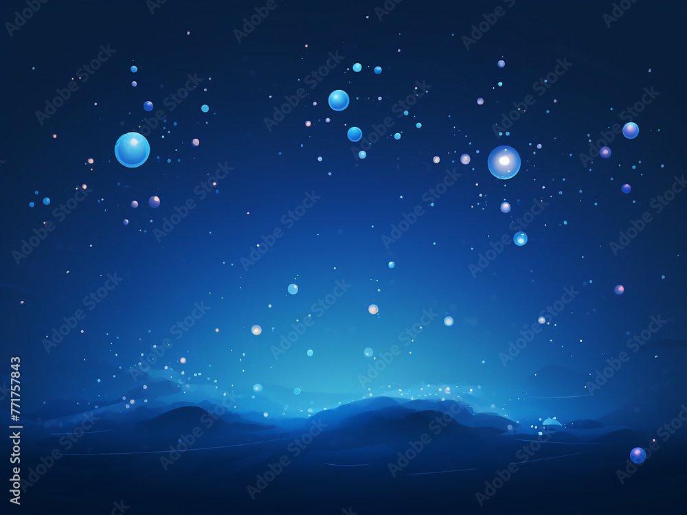 Naklejka premium Brilliant blue cosmic asteroids in the vast universe. AI Generation.