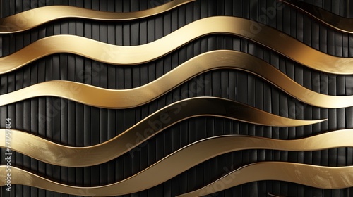  A black and gold abstract background with wavy lines and curves at the center of the image