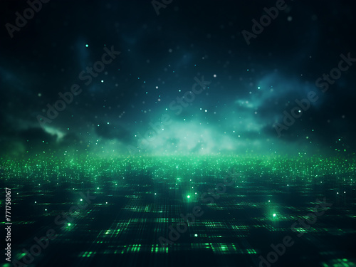 Enigmatic Cosmic green within the vastness of space. AI Generation.
