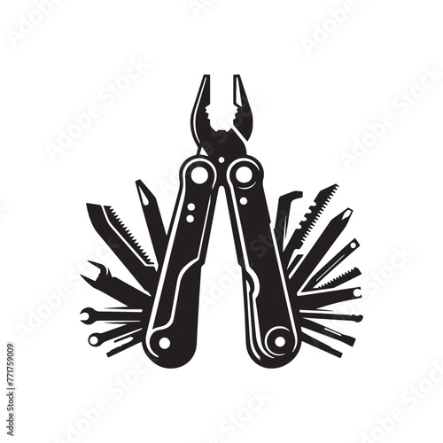 Vintage Tool Silhouette, Classic Black and White Toolscape, Black and White Toolscape, versatile multitool silhouettes, versatile multitool silhouettes PNG