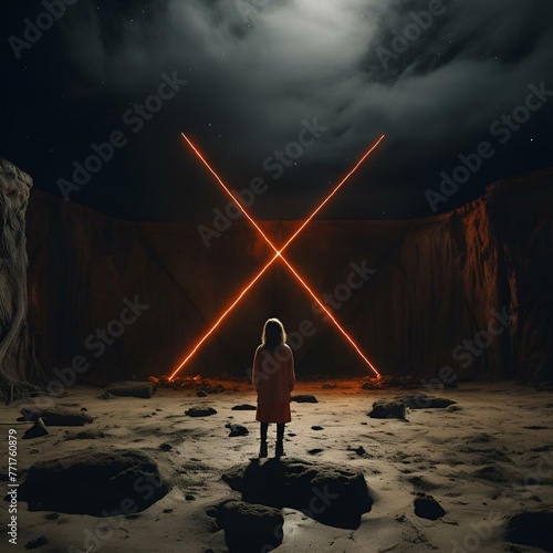 person in front of X