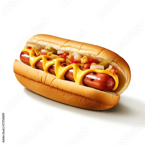 hot dog with mustard