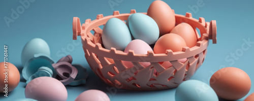 Joyful easter basket with colorful eggs