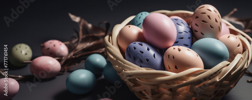 Joyful easter basket with colorful eggs