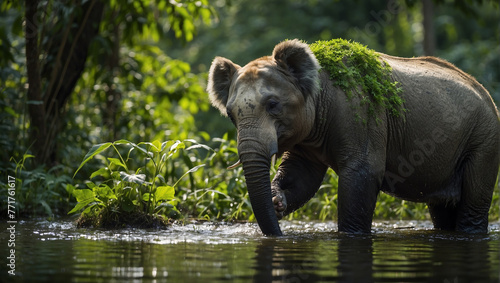 warthog in the water, rhino in the water