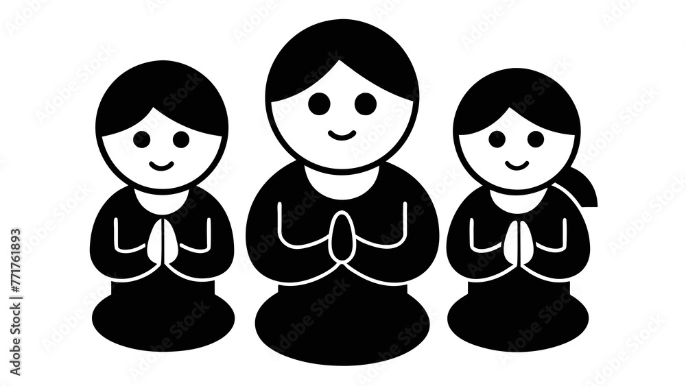 Divine Moments Hindu Family Praying Simple Flat Vector Illustration Divine Moments Hindu Family Praying Simple Flat Vector Illustration