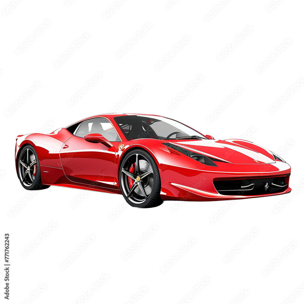 Red sports car  on transparent or white background