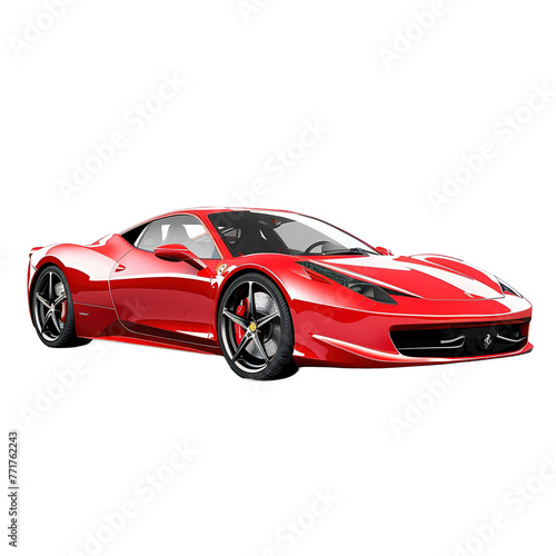 Red sports car on transparent or white background