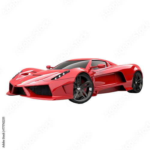 Red sports car  on transparent or white background